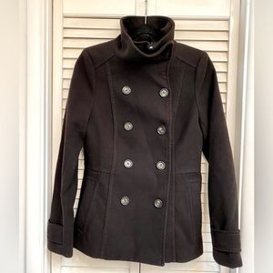 H&M EUC double breasted black pea coat jacket size 6